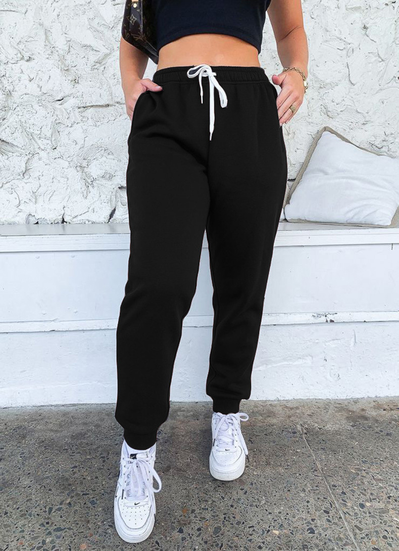 Women's Pants Capris solid color lace-up sports trousers home leisure and thickened footwear trousers