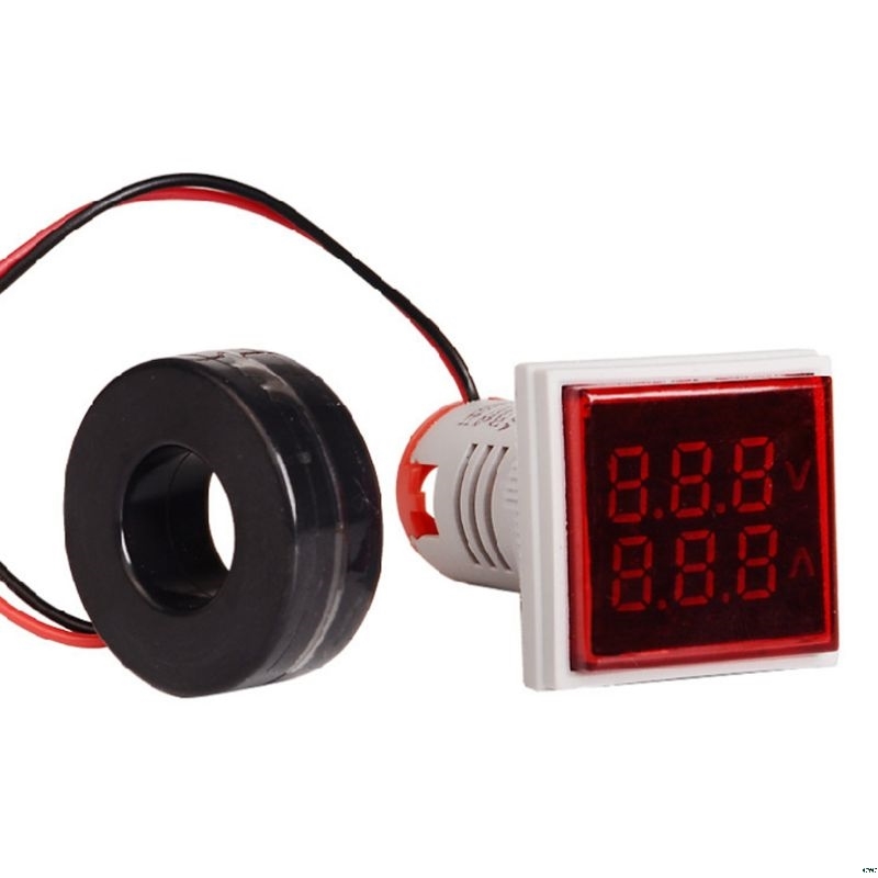 Digital square Led Ac Voltometer Signal lights Volt Ampere Current Meter