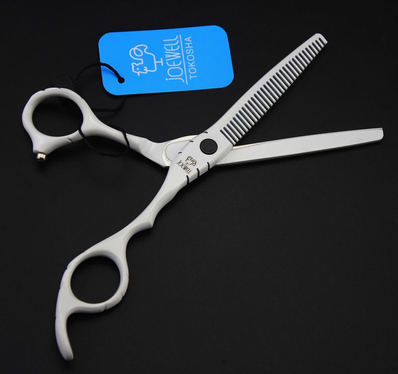 JOEWELL 5.5/6.0 inch white painted handle scissors 6CR 62HRS hardness hair beauty cutting/thinning