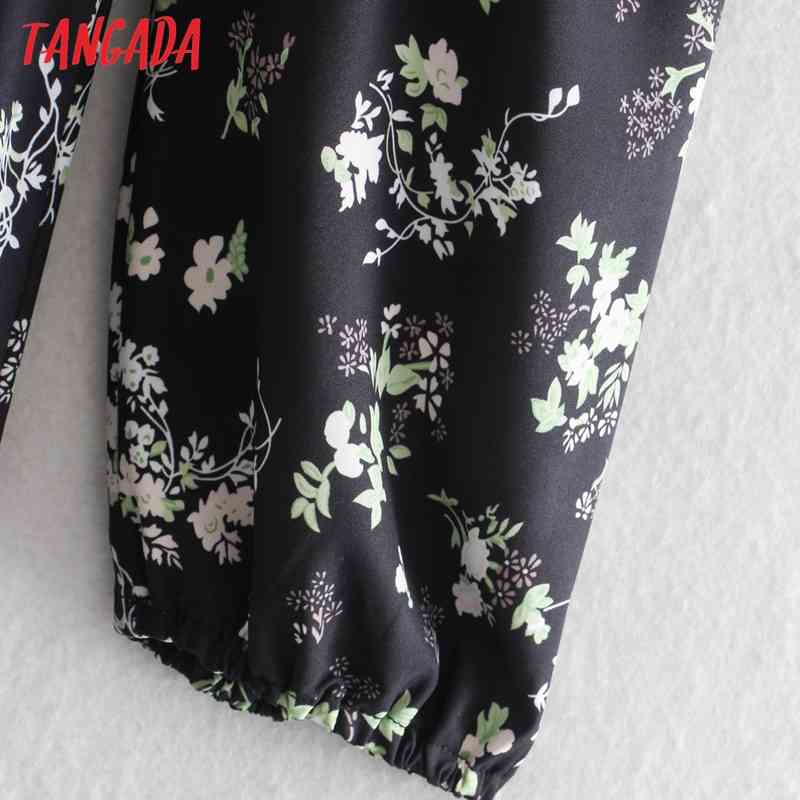 Fashion Women Flowers Print Puff Long Sleeve Square Collar Casual Female Midi Dress 2W75 210416