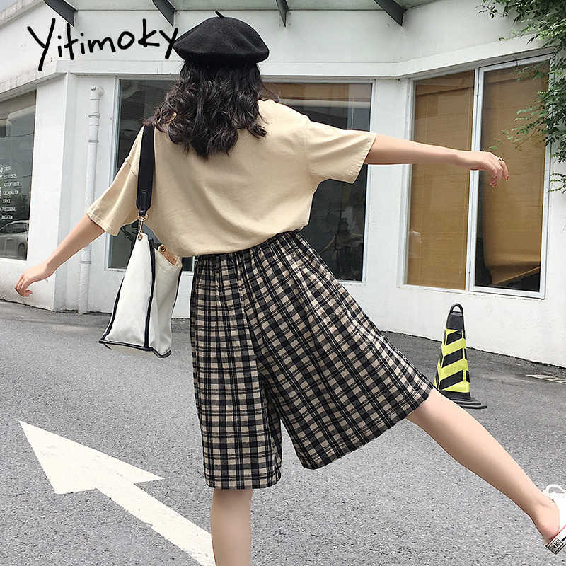 plaid women shorts Elastic Waist Japan Style high waist for harajuku short plus size 5XL Loose 210714