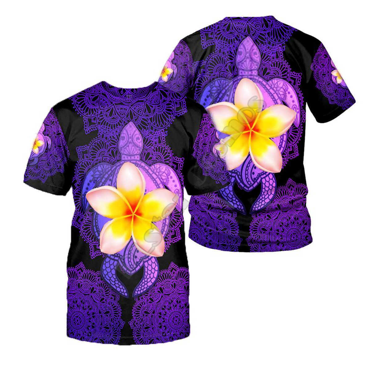 Amazing Polynesian Sea Turtle Tattoo&Hibiscus Harajuku Fashion 3D Printed Shorts Sleeves T-shirts Men/Women t shirts tops 210629