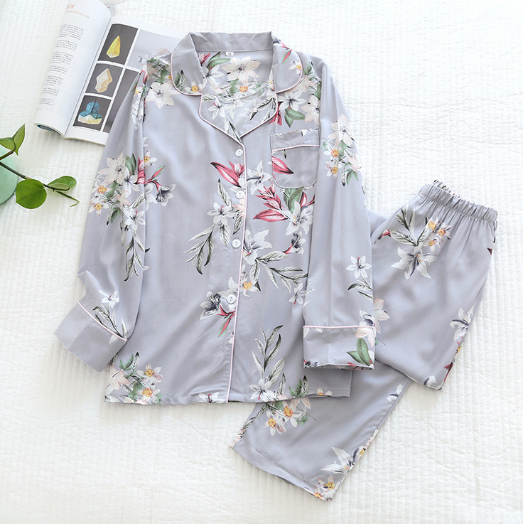 Womens Summer Two-piece Home Suit for Spring and Summer Thin Long-sleeved Viscose Cotton Pants Pajamas Women Summer Cotton Suit, 23
Womens Summer Two-piece Home Suit for Spring and Summer Thin Long-sleeved Viscose Cotton Pants Pajamas Women Summer Cotton Suit, 23