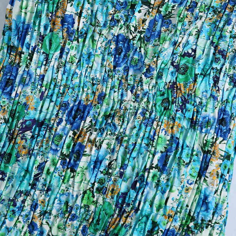 PUWD Sweet Women Square Collar Draw Back Dress Summer Fashion Ladies Beach Style Vintage Female Flower Print 210522