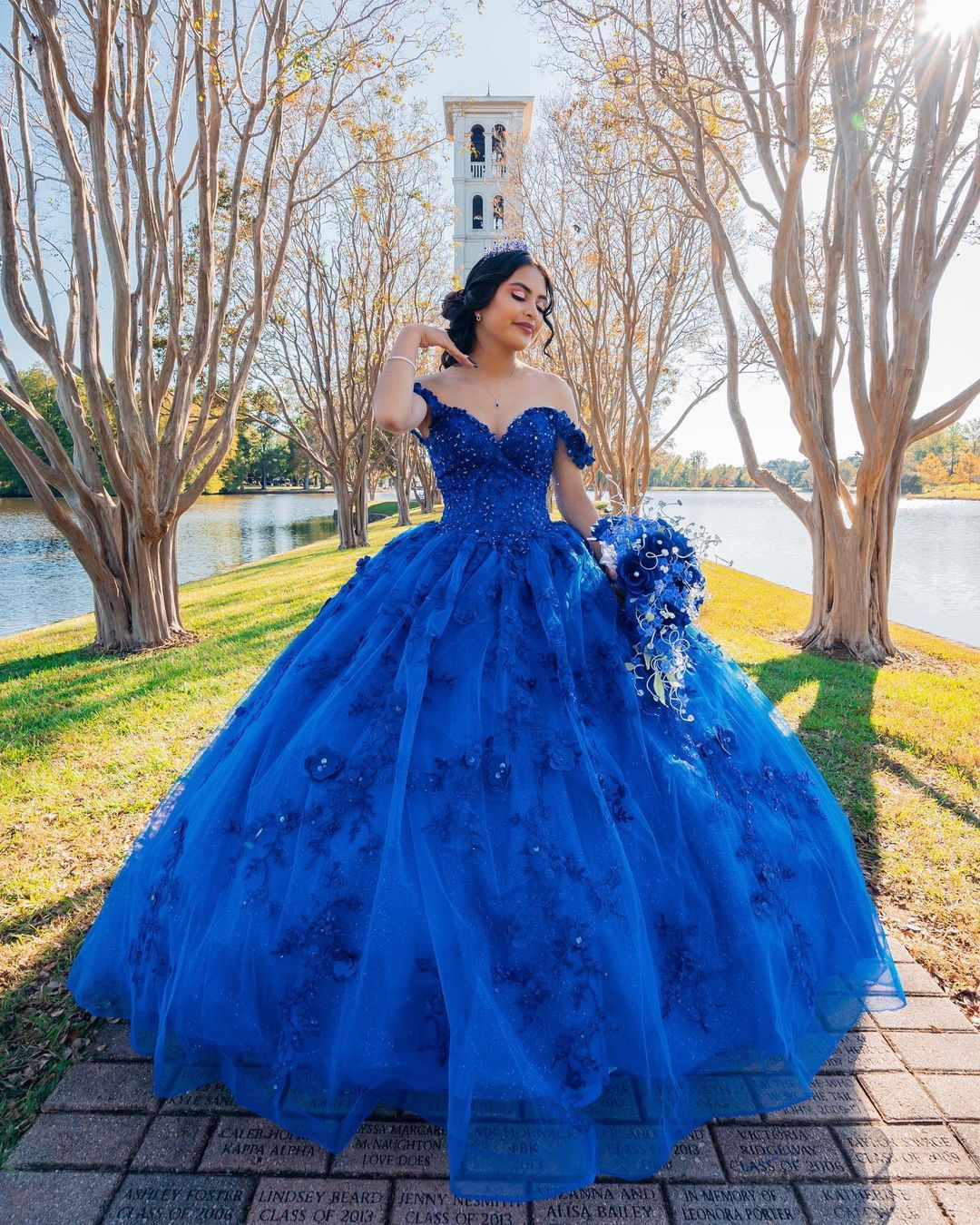 Princess Royal Blue Wedding Dress Beading Lace Appliques Bridal Gowns Flower Sequins Back Lace Up Floor Length Robe de mariee