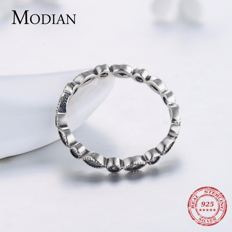 Modian Authentic 925 Sterling Silver Sparkling Rings for Women Cz Jewelry Finger Ring Engagement Bague Fashion Accessories