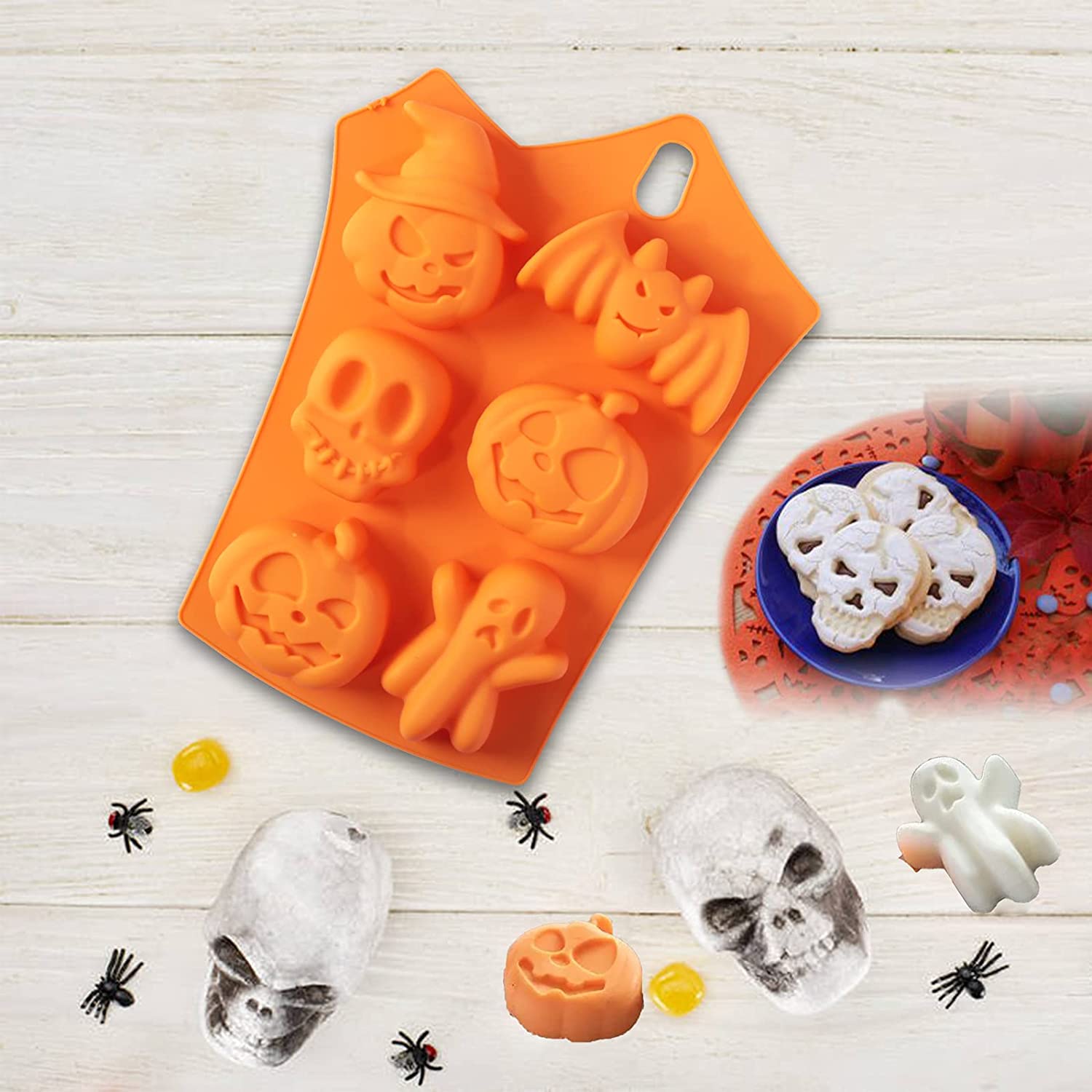 Halloween Baking Silicone Mold Ghost Pumpkin Baking Mould Nonstick Pumpkin Chocolate Cupcakes Bat Skull Ghost Shape Muffin Candy Mold