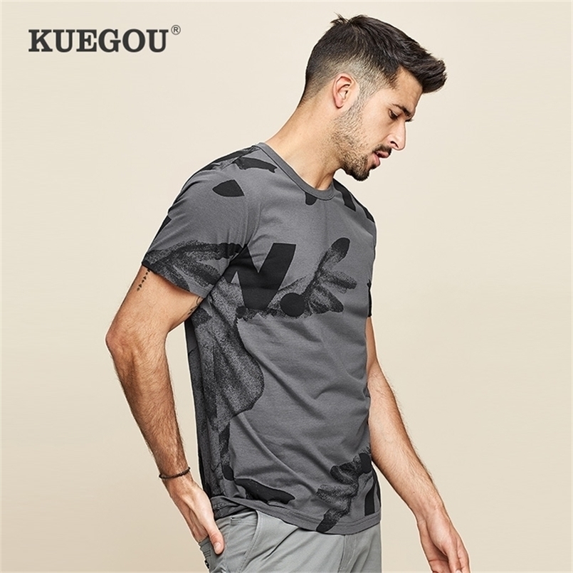 KUEGOU Cotton Man T-shirt Short Sleeve Print Fashion Tshirt For Men Slim Summer Tee Top Gray Plus Size ZT-390/ZT-380 210716
KUEGOU Cotton Man T-shirt Short Sleeve Print Fashion Tshirt For Men Slim Summer Tee Top Gray Plus Size ZT-390/ZT-380 210716