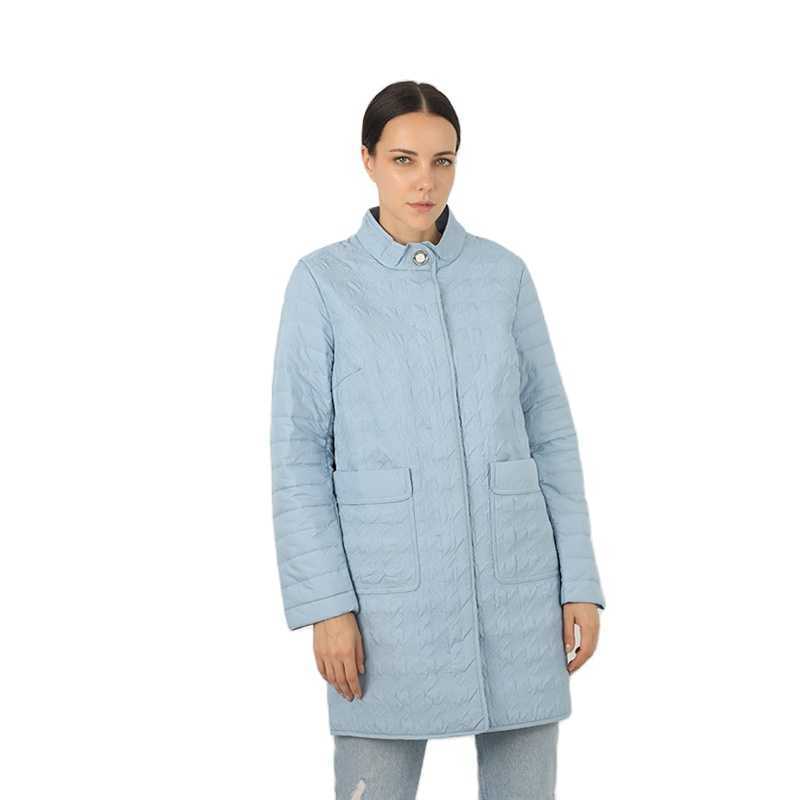 Parkas Warm female Stand-up Collar Quilted Coat Women Warm Long Down Jacket High Quality Lightweight Cotton Clothes 18-307 210819