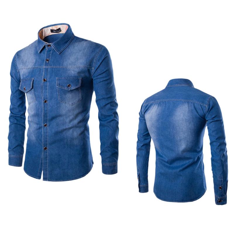 Men039s TShirts Longsleeved Shirt Men Autumn Trend Jacket Casual Fashion Slim Fit Denim Cotton Long Sleeve Top Blouse