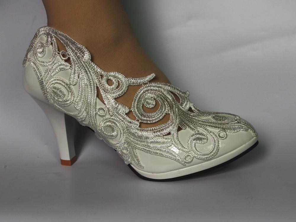 Robe Chaussures Blanc Dentelle Princesse Pumps Sweet Party Heels 8cm Mariage