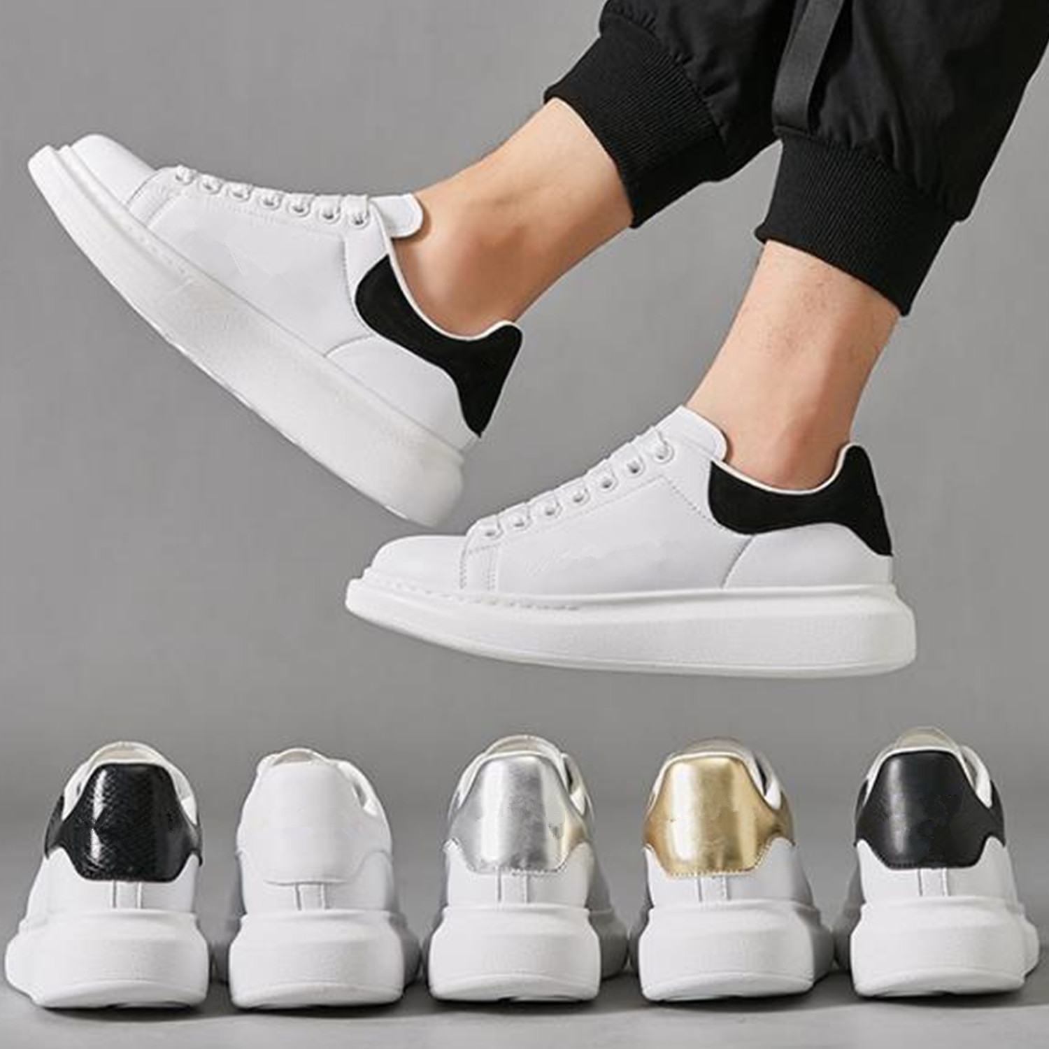 Fashion Men Shoe Designer Women Leather Lace Up Platform Oversized Sole Sneakers White Black mens womens Luxury velvet suede Casual Shoes 35-46, 13 
Fashion Men Shoe Designer Women Leather Lace Up Platform Oversized Sole Sneakers White Black mens womens Luxury velvet suede Casual Shoes 35-46, 13