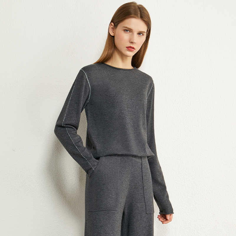 Minimalism Autumn Winter Causal Sweaters For Women Fashion Oneck Full Sleeve Loose Women's Sweater Tops 12040423 210527