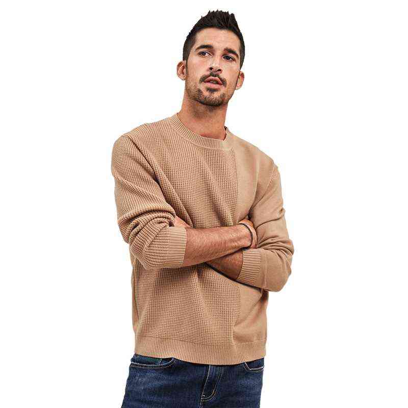 KUEGOU Autumn Winter Clothing Mens Sweater Warm Pullovers Sweaters Khaki Man Knitted Jacquard Fashion Top Plus Size YYZ-2202 211102