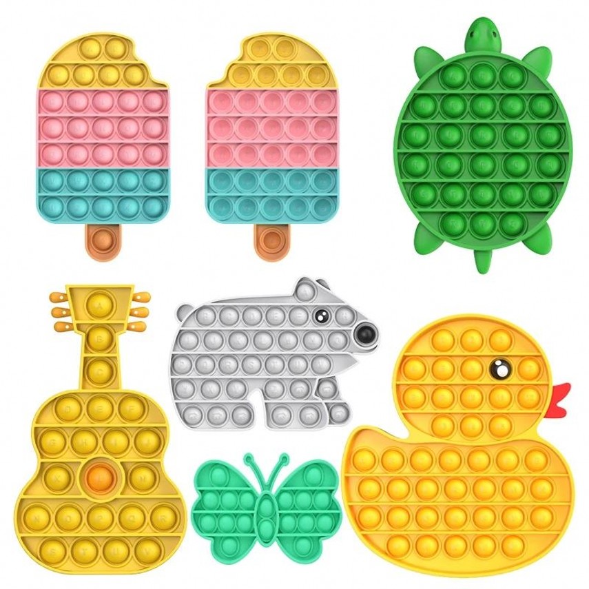 Push Bubble Fidget Toys Ice Cream Guitar Elephant Duck Turtle Autism Needs Anti-Stress Relief Toy Adult Gift for Kids