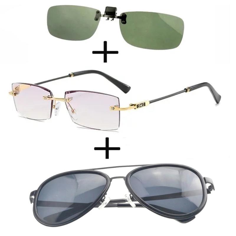 Sunglasses 3Pcs!!! Rimless Frameless Luxury Reading Glasses For Men Women + Alloy Polarized Pilot Night Vision Clip
Sunglasses 3Pcs!!! Rimless Frameless Luxury Reading Glasses For Men Women + Alloy Polarized Pilot Night Vision Clip