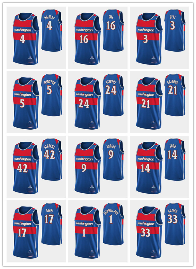 WashingtonWizardsMEN Kyle Kuzma Spencer Dinwiddie Kentavious Caldwell-Pope Bradley Beal Montrezl Harrell 75th Anniversary City Blue basketball Jersey
WashingtonWizardsMEN Kyle Kuzma Spencer Dinwiddie Kentavious Caldwell-Pope Bradley Beal Montrezl Harrell 75th Anniversary City Blue basketball Jersey