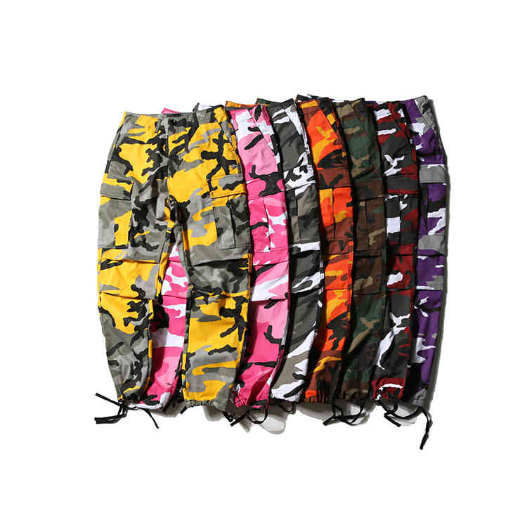 Color Camo Cargo Pant Mens Baggy Camouflage Trousers Hip Hop Harem Casual Hiphop High Fashion Street Male Streetwear Jogger 210518