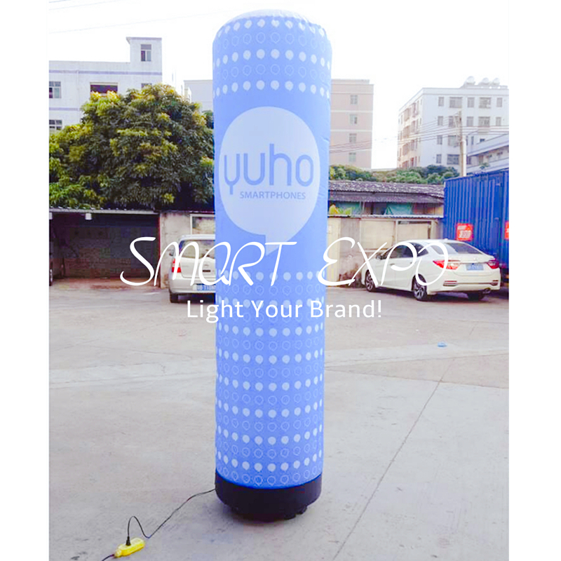 Inflatable Illuminating Column Dia0.63XH2.5m for Promotion Event with Base Blower LED Light Custom Logo Printing
