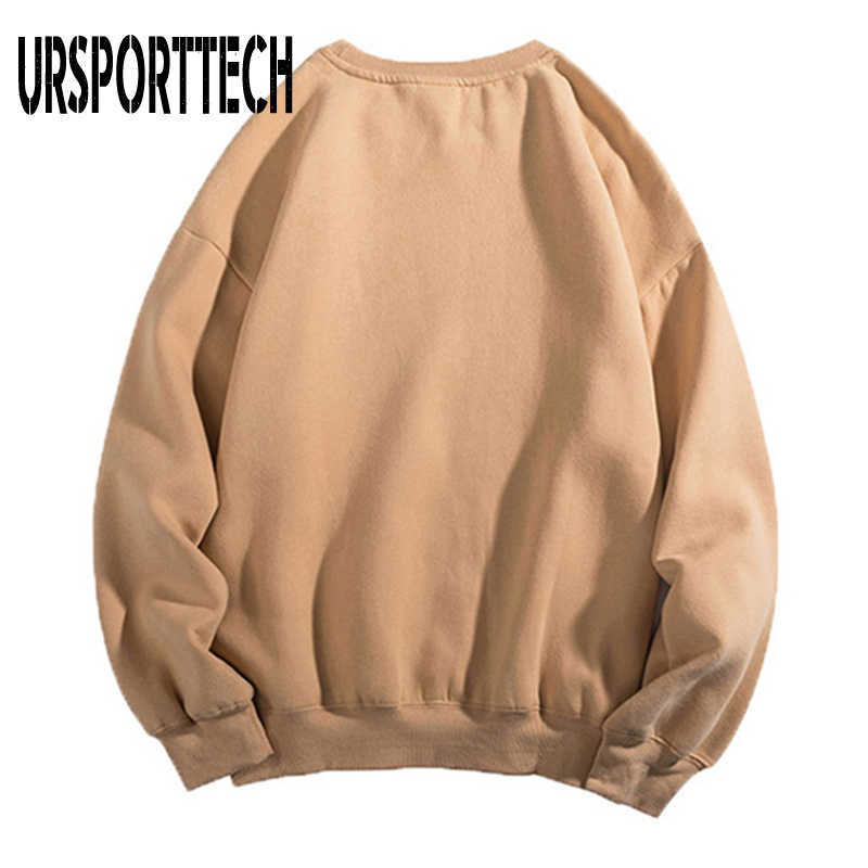 URSPORTTECH Hoodies Men Sweatshirt Autumn Winter Fashion Fleece Hoodie Sweatshirt Men O Neck Long Sleeve Loose Pullover 210528