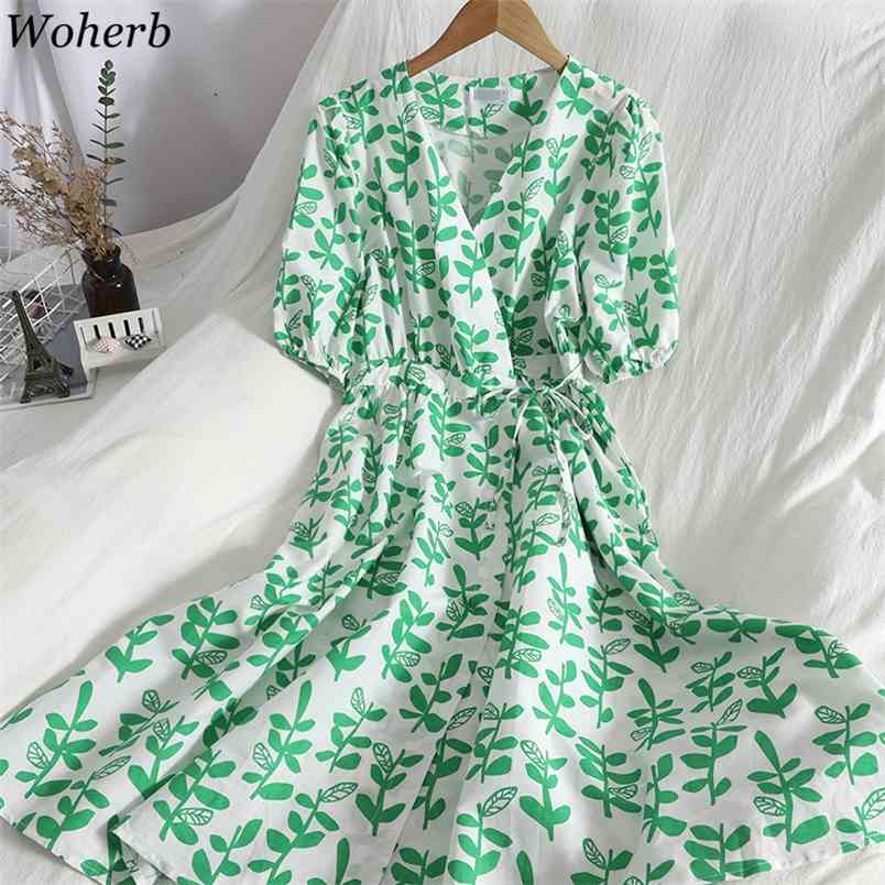 Leaf Print Temperament Dress Women Summer Puff Sleeve Elegant Vestidos Korean Lace-up Slim Waist Big Swing Dresses 210519, Blue
Leaf Print Temperament Dress Women Summer Puff Sleeve Elegant Vestidos Korean Lace-up Slim Waist Big Swing Dresses 210519, Blue