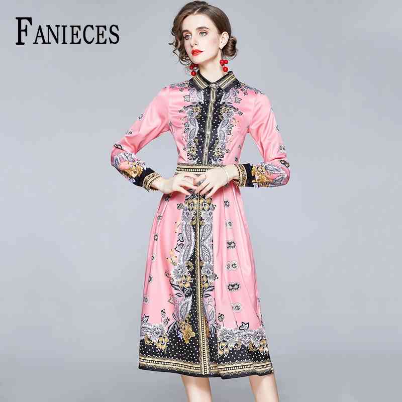 Spring Autumn Runway Dresses Women Long Sleeve Pink Flower Print A Line Casual Shirt Dress vestido de mujer 210520, V25-8860
Spring Autumn Runway Dresses Women Long Sleeve Pink Flower Print A Line Casual Shirt Dress vestido de mujer 210520, V25-8860