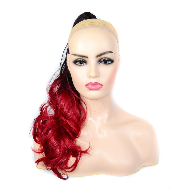 Synthetic Wigs Beiyufei Long Ponytail Wave Hair Ombre Color Brazilian Claw Ponytails Clip women wigs