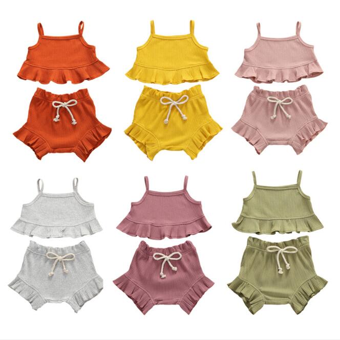 Kids Clothing Sets Summer Falbala Gallus Shorts Suit 2PCS Solid Knit Cotton Suits Girls Boutique Clothes 6Colors WMQ1209, Mixed colors;random delivery
Kids Clothing Sets Summer Falbala Gallus Shorts Suit 2PCS Solid Knit Cotton Suits Girls Boutique Clothes 6Colors WMQ1209, Mixed colors;random delivery