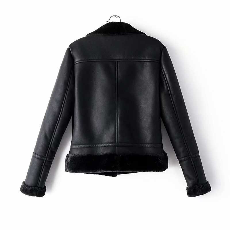 streetwear women fashion black outerwear winter lady leather-clad cool female chic moto girls jacket 210430