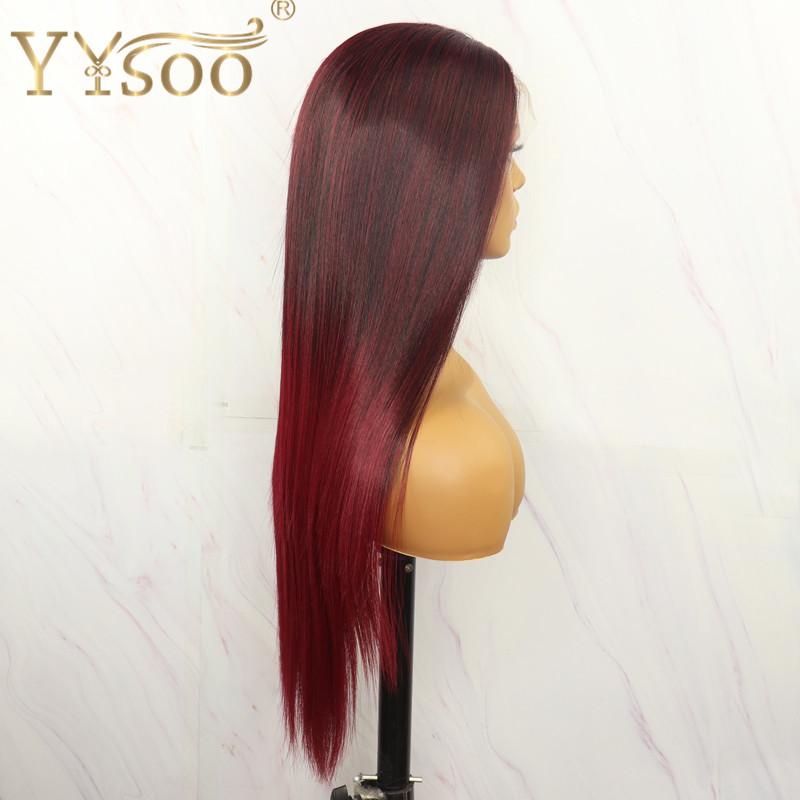 Synthetic Wigs YYsoo 1B/39 Long Silky Straight Futura Japan Heat Resistant T Part For Black Women Glueless Hair Lace Front Wig