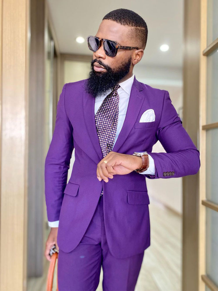 Stylish Purple Mens Suit Notched Lapel Wedding Tuxedos Two Pieces Groom Wear One Button Party Prom Blazers With Jackets And Pants