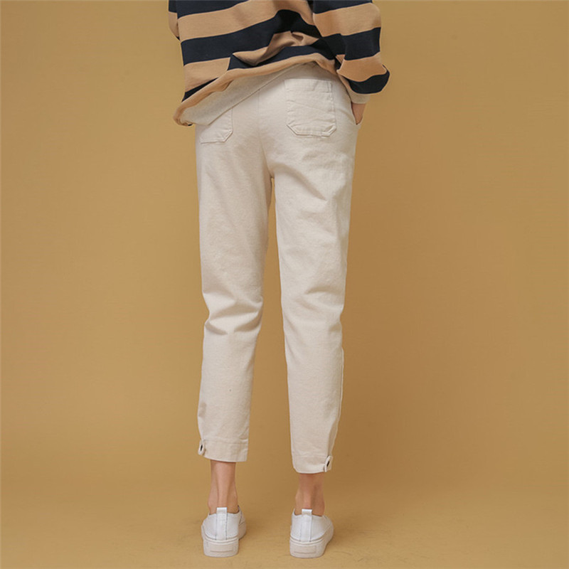 OL Minimalist Elastic High Waist Boots Pants Women Plus Size Casual Cotton Linen Suit Trousers Female 210421