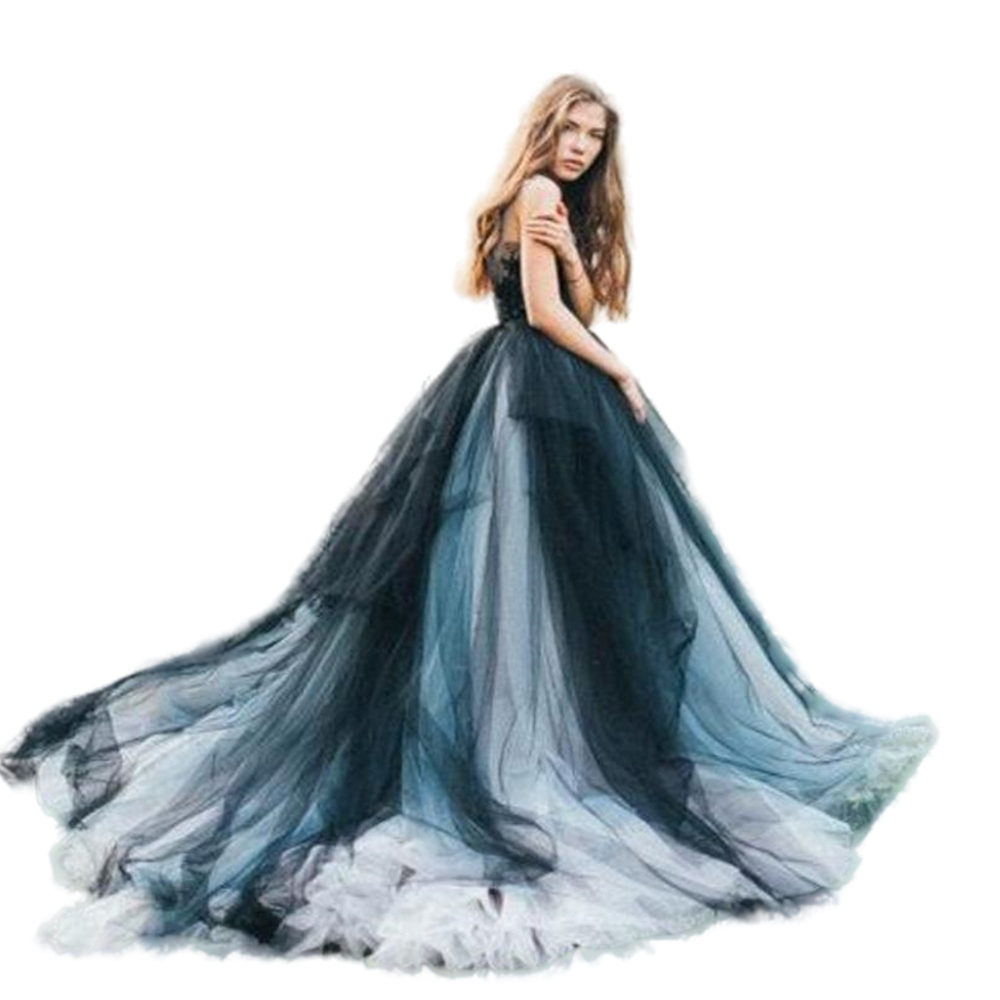 2021 Vintage Navy Black And White Wedding Dresses Bridal Gowns With Trains Off Shoulder V Neck Gothic Long Country Boho Appliques Lace tulle Formal Be