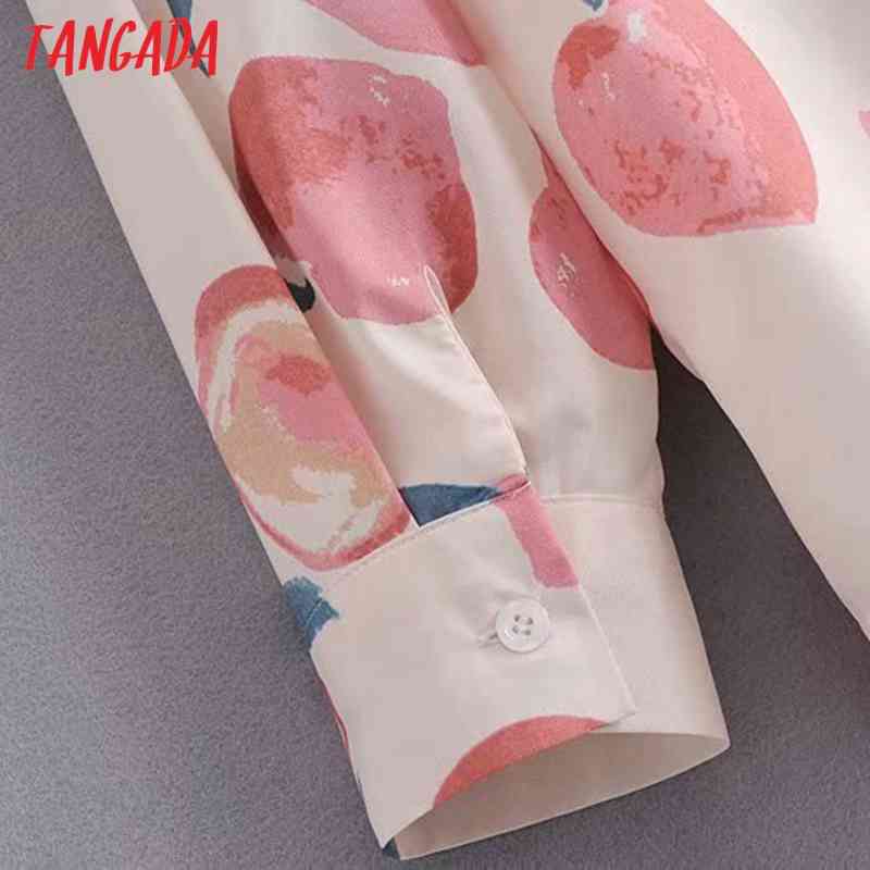 Women Retro Oversized Fruit Print Blouse Long Sleeve Chic Female Casual Loose Shirt Blusas Femininas 2G19 210416