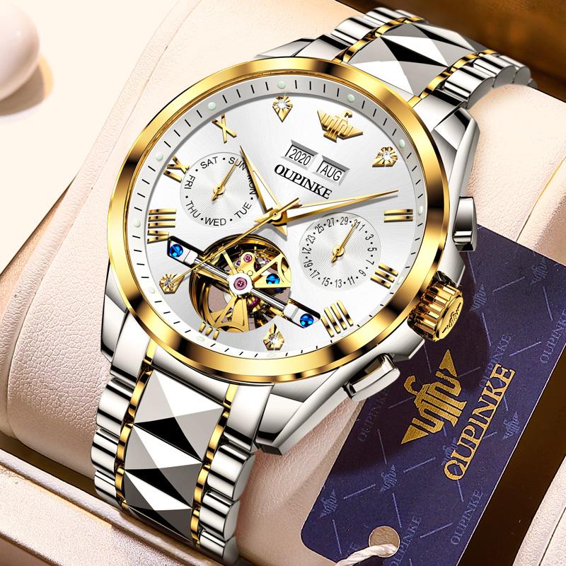 Oupinke Luxury Hollow Mechanical Men's Watch Tungsten Steel Sapphire Calendar Luminous Men Business Sports Male Clock Wristwatches, Two tone green
Oupinke Luxury Hollow Mechanical Men's Watch Tungsten Steel Sapphire Calendar Luminous Men Business Sports Male Clock Wristwatches, Two tone green