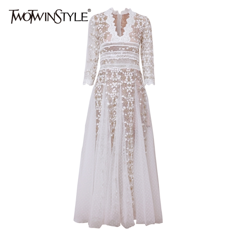 Vintage Women Dress V Neck Long Sleeve High Waist Patchwork Mesh Lace Embroidery Dresses Female Fashion 210520, White
Vintage Women Dress V Neck Long Sleeve High Waist Patchwork Mesh Lace Embroidery Dresses Female Fashion 210520, White