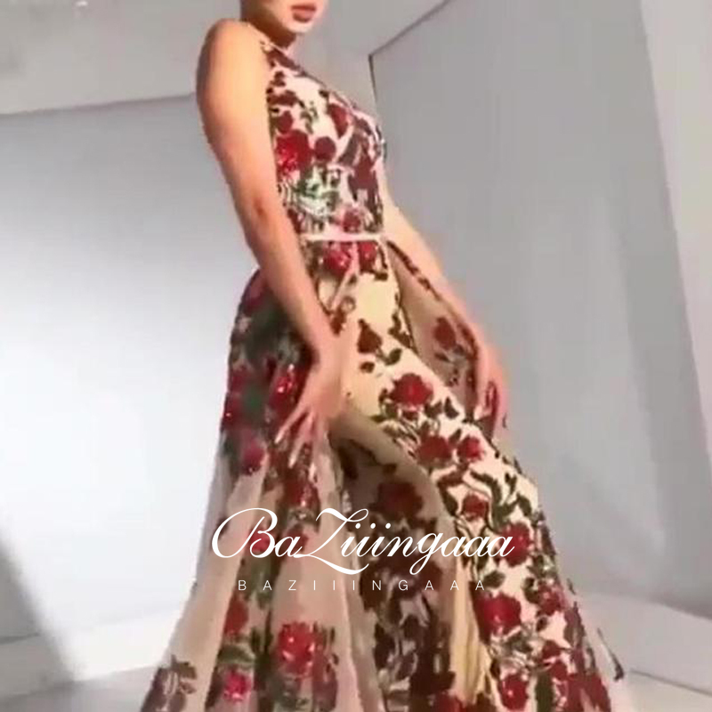 New Elegant Woman Evening Gown Plus size slim printed long evening dress Suitable for Formal Parties LJ201119