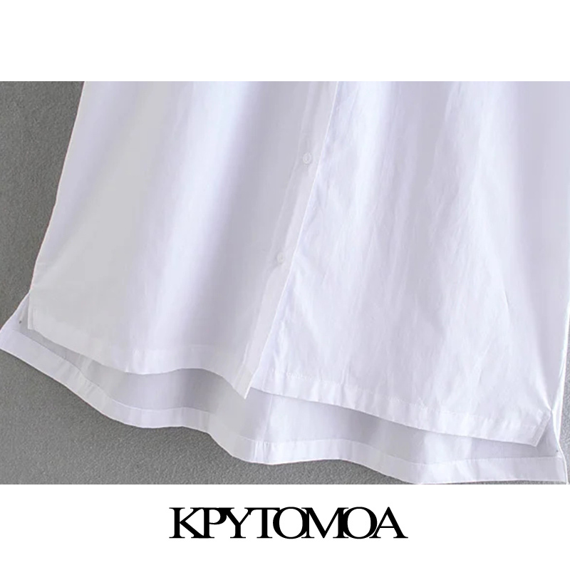 Women Chic Fashion Loose Asymmetry Poplin Mini Shirt Dress Short Sleeve Side Vents Female Dresses Vestidos 210420