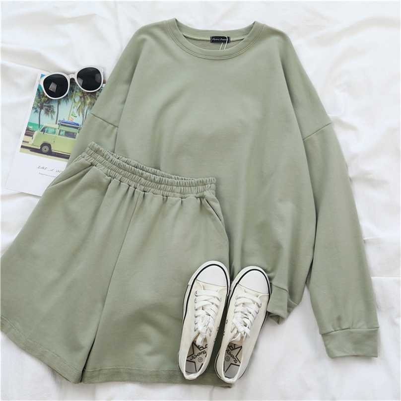 Womens Tracksuits 2 Piece Set Summmer Autumn Oversize Sweatshirt + Sporting Shorts Sweat Two Outfit Solid Color s 211106, Turquoise
Womens Tracksuits 2 Piece Set Summmer Autumn Oversize Sweatshirt + Sporting Shorts Sweat Two Outfit Solid Color s 211106, Turquoise