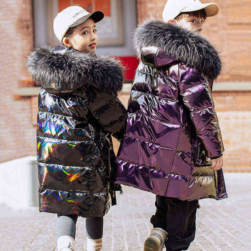 Boy Girls Fashion Hooded Parkas Teenager Autumn Winter Jackets Kids Waterproof Outwear Warm Thicken Cotton Lined Child Clothing 211111