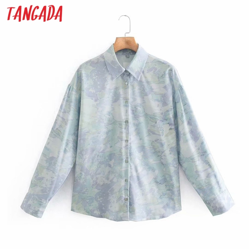 Women Vintage Flowers Print Long Sleeve Chic Female Casual Loose Shirt XN308 210416
