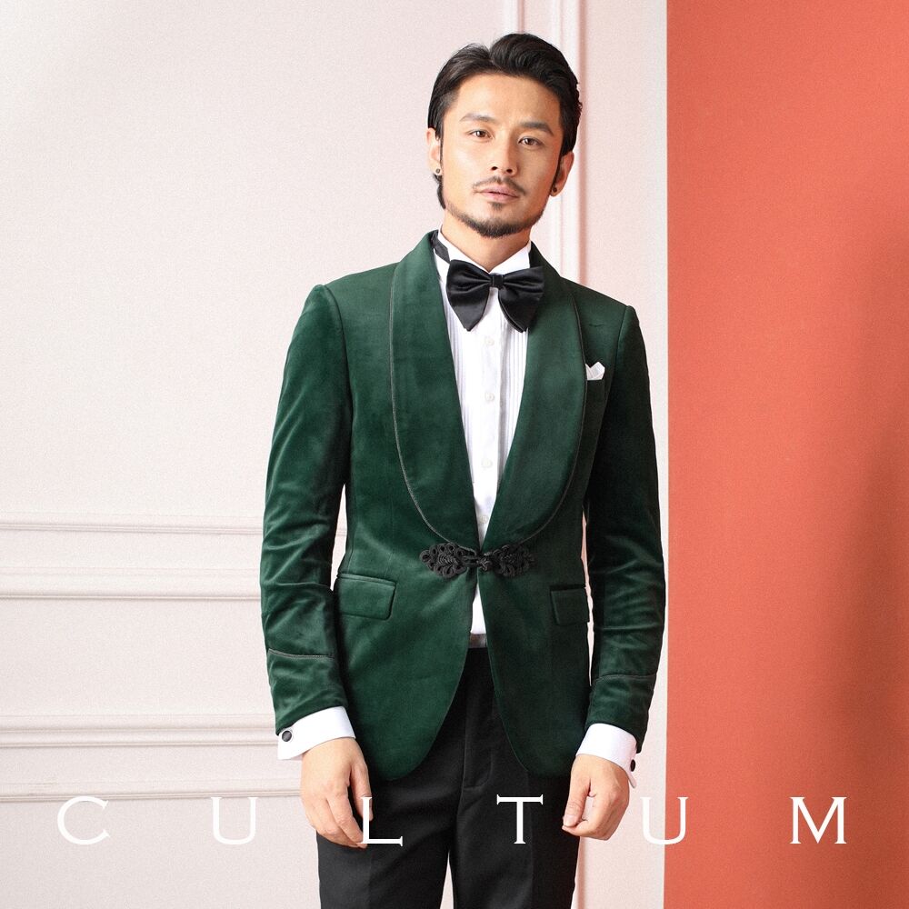 Brand New Dark Green Velvet Wedding Tuxedos Shawl Lapel Side Vent Groom Tuxedos Fashion Men Blazer 2 Piece Suit Prom/Dinner Jacket Custom Made(Jacket+