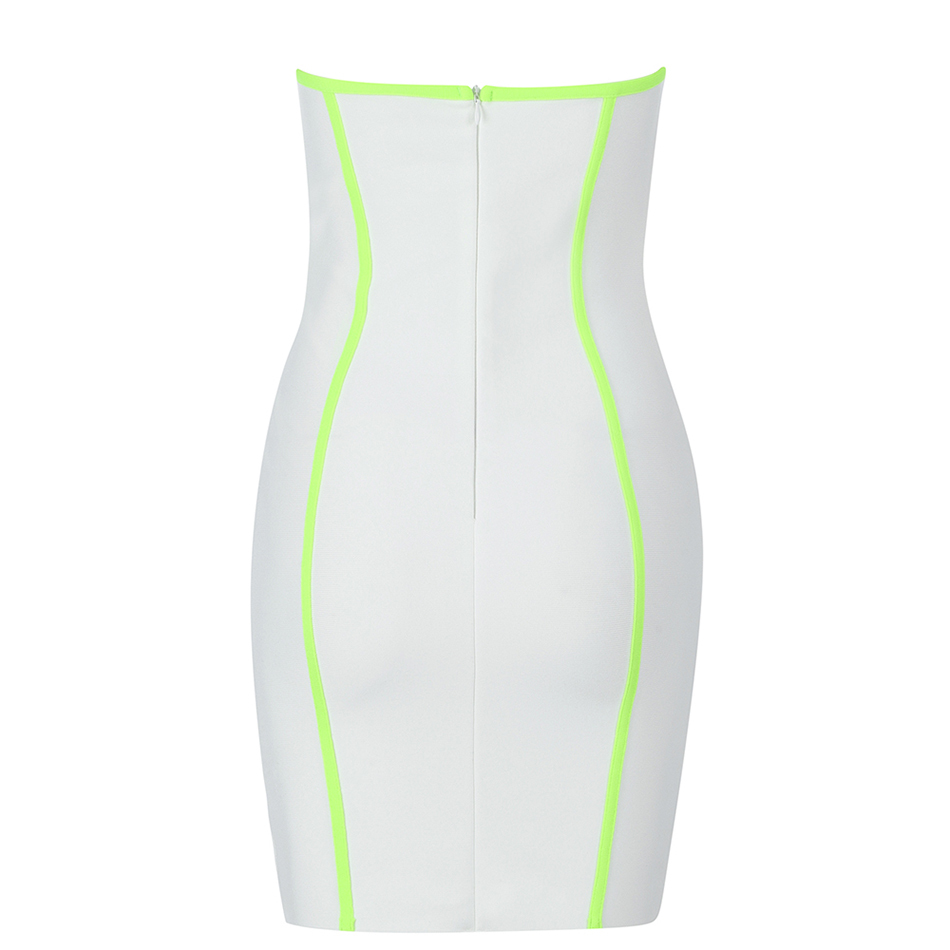 Summer Women White Bodycon Bandage Mini Dress Sexy Strapless Striped Club Celebrity Runway Party Dresses Vestidos 210423
