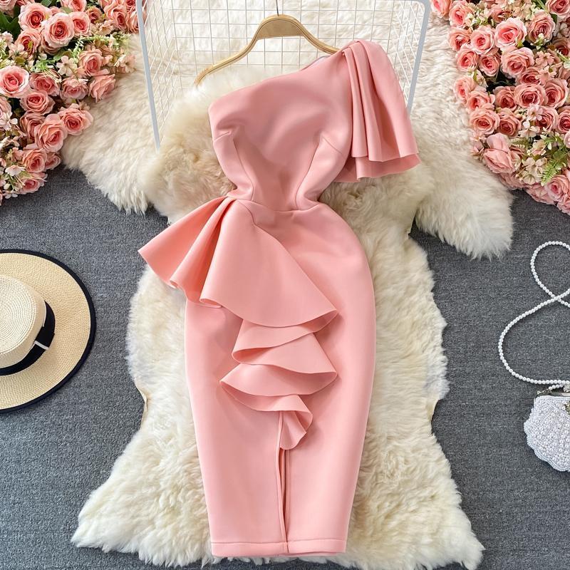 Casual Dresses Elegant Women Designers One Shoulder Ruffles Patchwork Cocktail Celebrity Party Dress Summer Robe Sexy Slim Bodycon Vestidos, Black
Casual Dresses Elegant Women Designers One Shoulder Ruffles Patchwork Cocktail Celebrity Party Dress Summer Robe Sexy Slim Bodycon Vestidos, Black