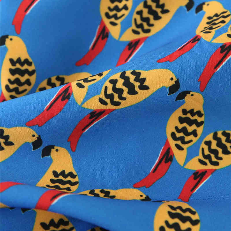 summer women beach style elastic high waist zipper shorts fashion holiday wild bird print blue short pants femme 210421