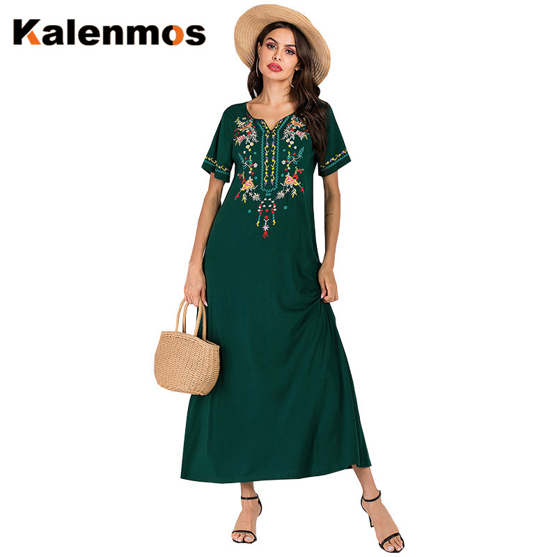 Kalenmos Abaya Kaftan Summer Long Dress Women Muslim V Ne Maxi Robe Islamic Arab Short Sleeve Casual Ankle-Length Vestidos
Kalenmos Abaya Kaftan Summer Long Dress Women Muslim V Ne Maxi Robe Islamic Arab Short Sleeve Casual Ankle-Length Vestidos