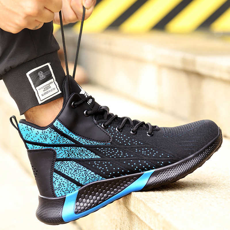 SUADEX Work Boots Safety Steel Toe Shoes Men Breathable Sneakers Shoes Ankle Hiking Boots Anti-Piercing Protective Footwear 210830