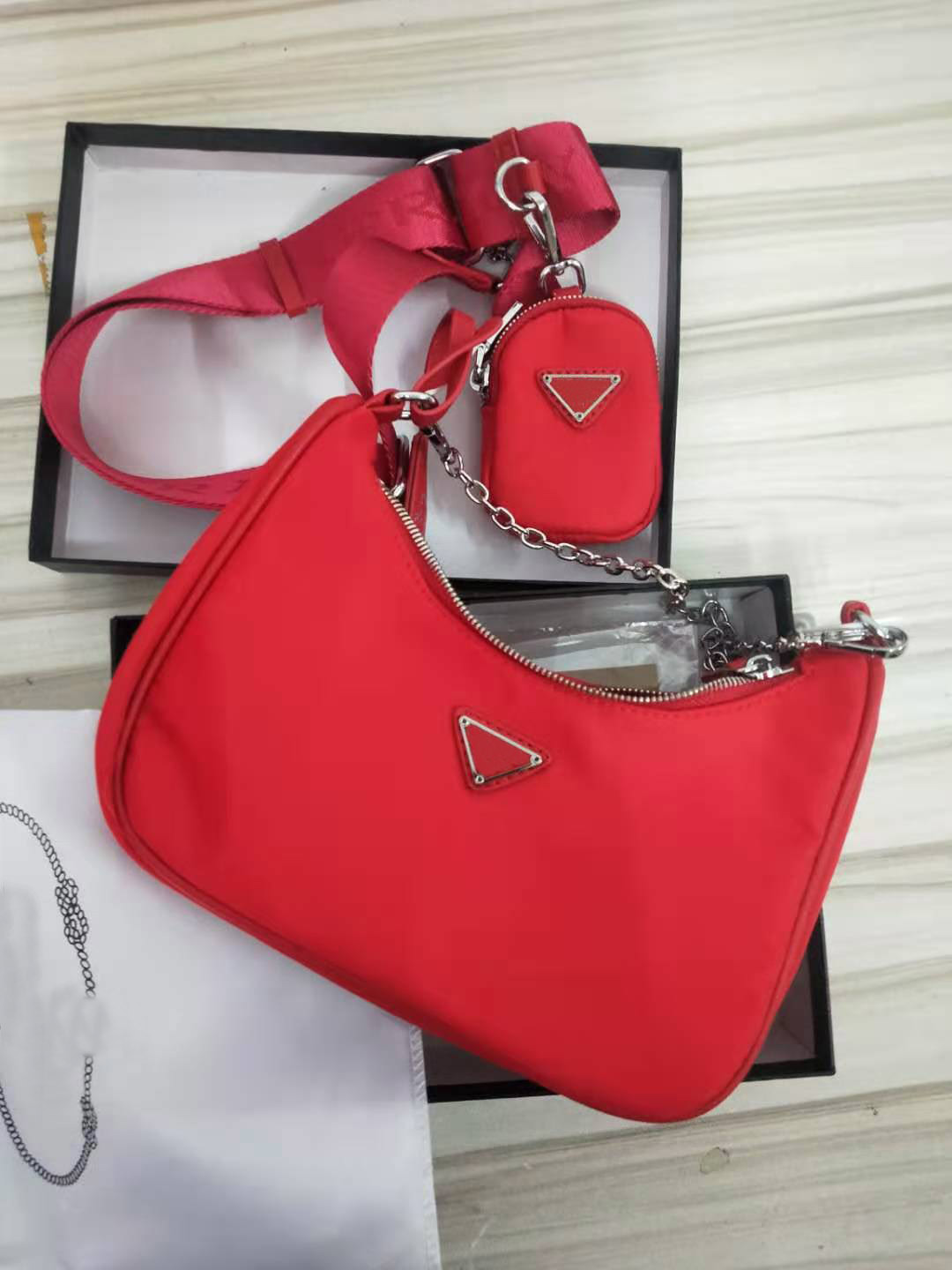 Ladies brand shoulder bag diagonal fashion canvas bag three-in-one nylon bag