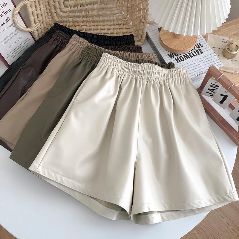 Women' Shorts Elastic High-waist Solid A-line Wide-leg Pants Women Autumn Korean Retro All-match Thin Outer Wear PU Leather Casual, Green
Women' Shorts Elastic High-waist Solid A-line Wide-leg Pants Women Autumn Korean Retro All-match Thin Outer Wear PU Leather Casual, Green