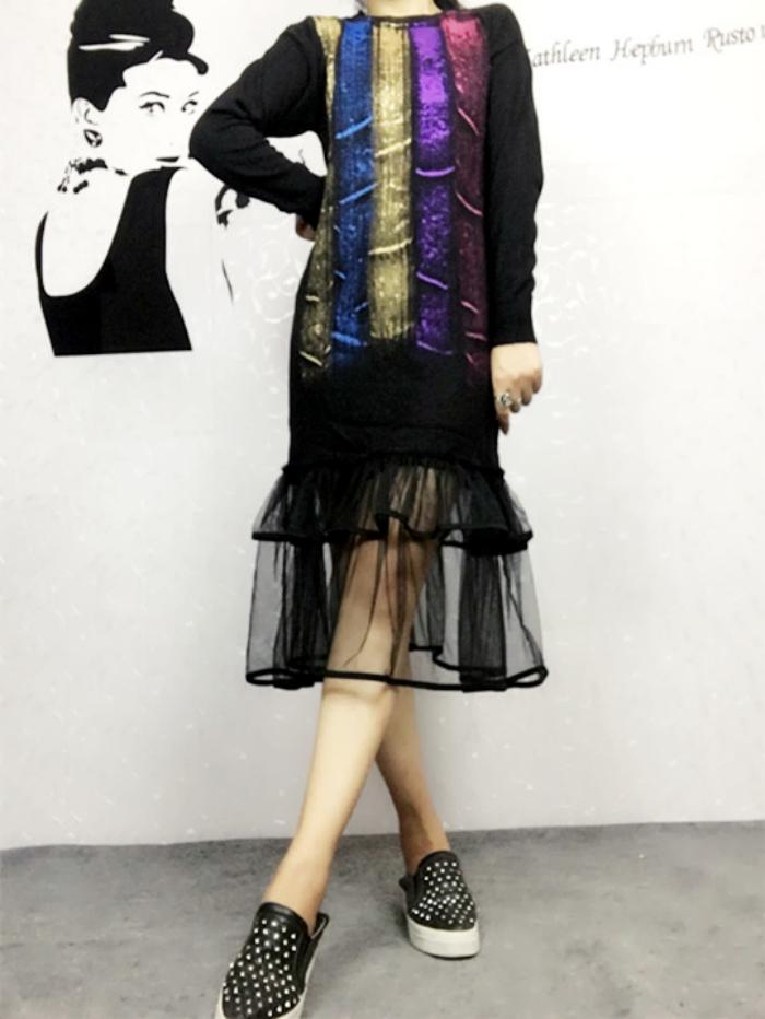 Casual Dresses Women Bronzing Dress Mesh Yarn Long-sleeved Knitting Spray Colorful T-shirt Large Size Bottoming Long, Black
Casual Dresses Women Bronzing Dress Mesh Yarn Long-sleeved Knitting Spray Colorful T-shirt Large Size Bottoming Long, Black